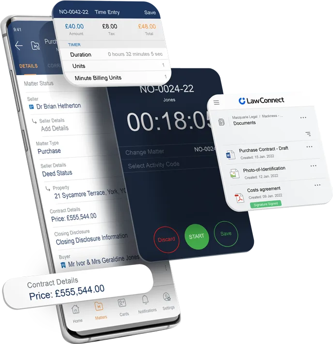 LEAP on mobile: matter details, time recording and documents